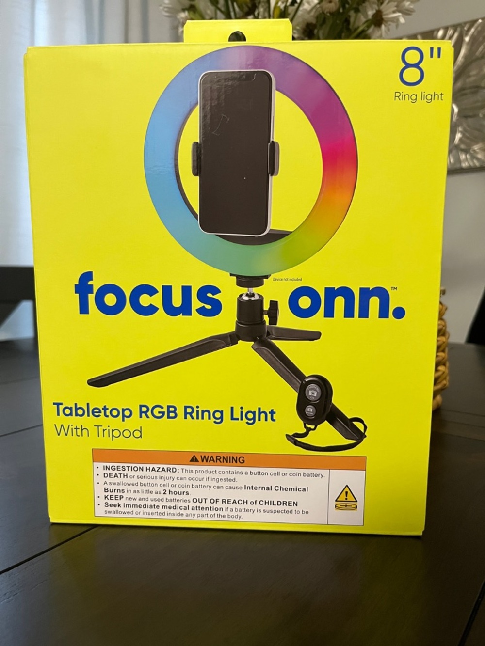 8" Tabletop RGB Ring Light with Tripod - Yellow